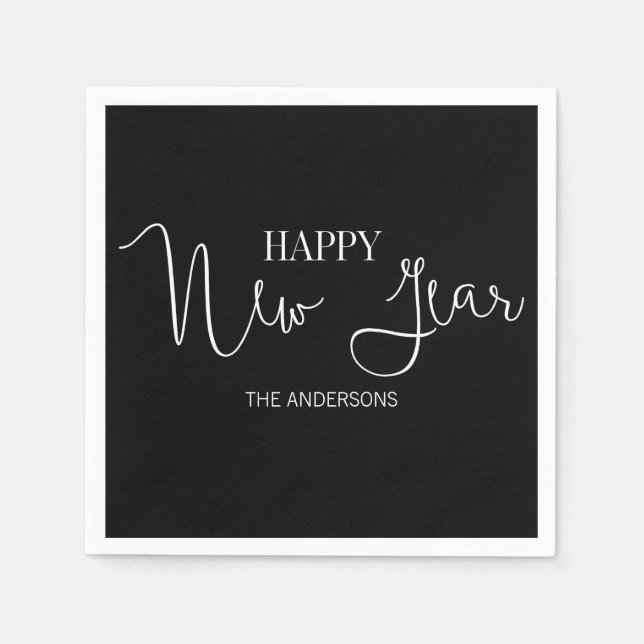 Simple Minimalist Modern Happy New Year's Napkin (Front)
