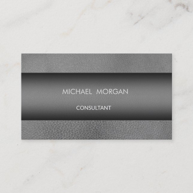 Simple Minimalist Modern ,Leather Look Business Card (Front)