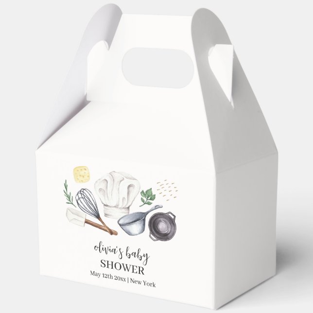 Simple Minimalist Modern Little Chef Baby Shower  Favour Box (Back)