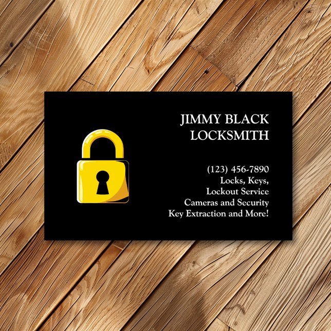 Simple Minimalist Modern Locksmith Gold Lock Business Card (Creator Uploaded)