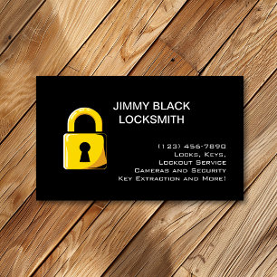 Simple Minimalist Modern Locksmith Gold Lock Business Card