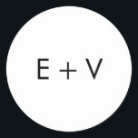 Simple Minimalist Modern Monogram Wedding Classic Round Sticker<br><div class="desc">Simple and basic wedding sticker with your two initial monogram in black over a white background.  The background and font colours may be changed to any colours that you wish.  These modern and minimalist stickers are perfect for sealing your envelopes.</div>