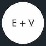 Simple Minimalist Modern Monogram Wedding Classic Round Sticker<br><div class="desc">Simple and basic wedding sticker with your two initial monogram in black over a white background.  The background and font colours may be changed to any colours that you wish.  These modern and minimalist stickers are perfect for sealing your envelopes.</div>