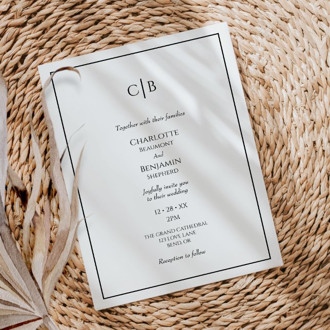 Simple Minimalist Modern Monogram Wedding Invitation (Creator Uploaded)
