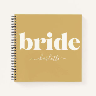 Simple Minimalist Modern Mustard Bride Name Notebook