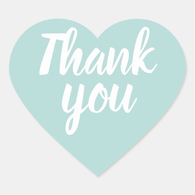 Simple minimalist modern pastel blue thank you heart sticker (Front)