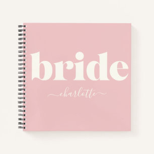 Simple Minimalist Modern Personalised Blush Bride Notebook