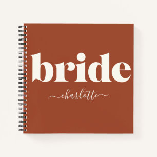 Simple Minimalist Modern Personalised Rust Bride Notebook