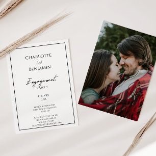 Simple Minimalist Modern Photo Engagement Party Invitation