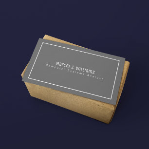 Simple Minimalist Modern Professional Info Grey Business Card