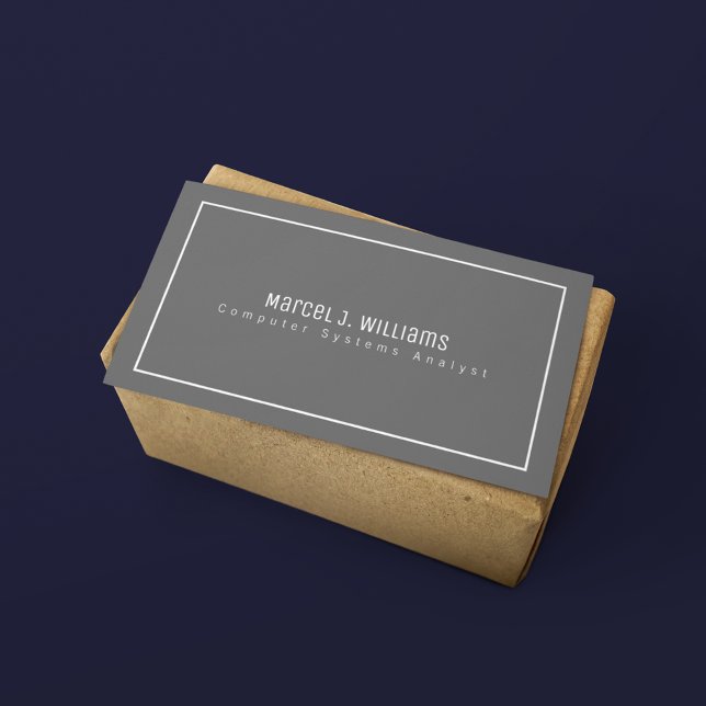 Simple Minimalist Modern Professional Info Grey Business Card (Creator Uploaded)