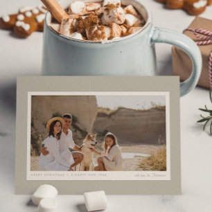 Simple Minimalist Modern Repose Grey 1 Photo Holiday Postcard