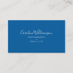 Simple Minimalist Modern Script Blue Business Card