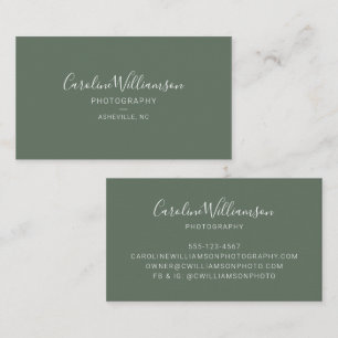 Simple Minimalist Modern Script Forest Green Business Card