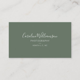 Simple Minimalist Modern Script Forest Green Business Card