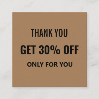 Simple Minimalist Modern Trendy Black & Brown Discount Card