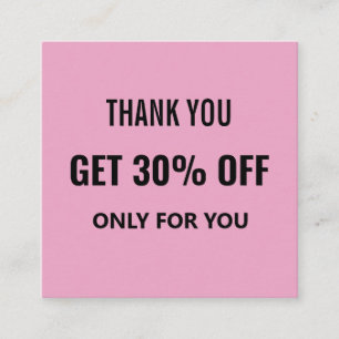 Simple Minimalist Modern Trendy Black & Pink Discount Card