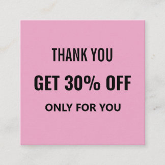Simple Minimalist Modern Trendy Black & Pink Discount Card