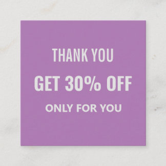 Simple Minimalist Modern Trendy Purple & White Discount Card