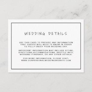 Simple Minimalist Modern Wedding Enclosure Card