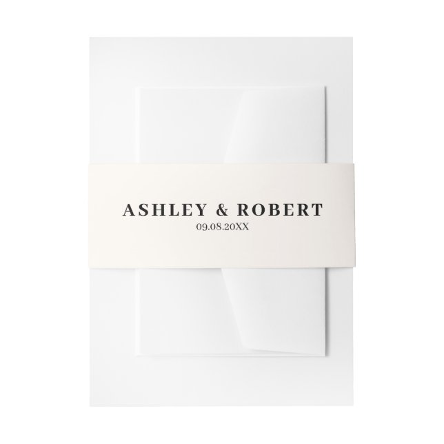 Simple Minimalist Modern Wedding Invitation Belly Band (Front Example)