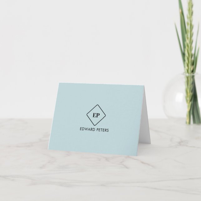 Simple Minimalist Monogram Personalised Stationery Card (Front)