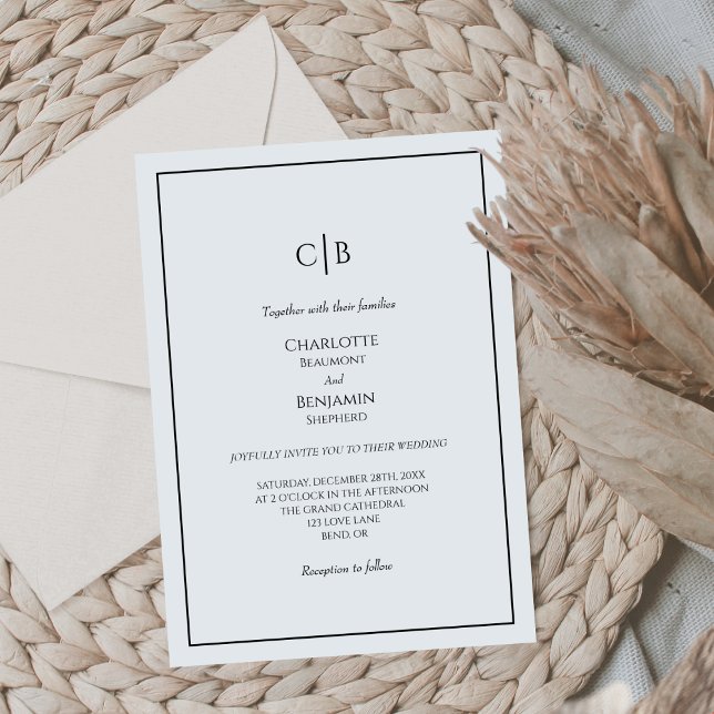 Simple Minimalist Monogram Wedding Invitation (Creator Uploaded)