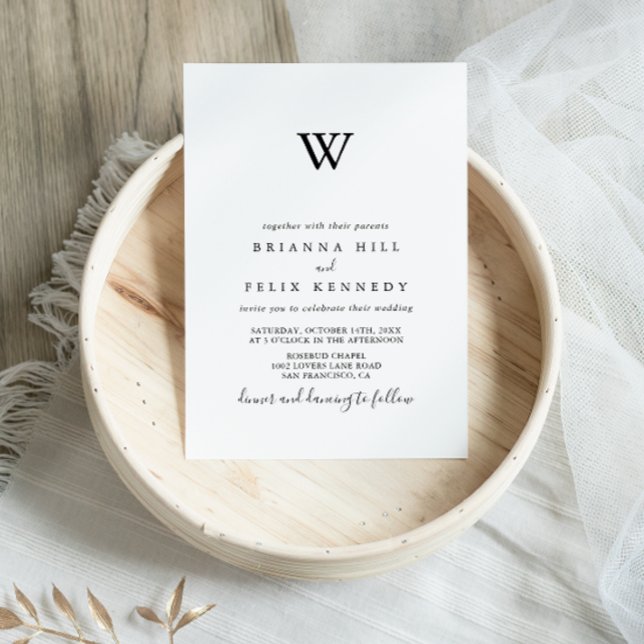 Simple Minimalist Monogram Wedding Invitation (Creator Uploaded)