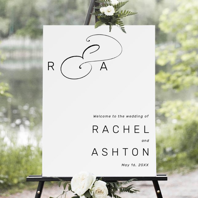 Simple Minimalist Monogram Wedding Welcome Sign (Creator Uploaded)