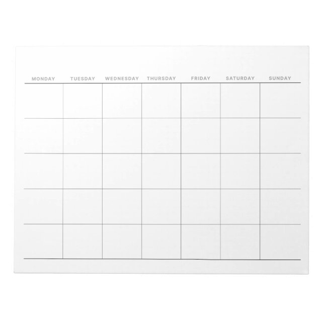 Simple Minimalist Monthly Planner Notepad (Front)