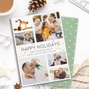Simple Minimalist Multi Photo Collage Modern Holiday Card