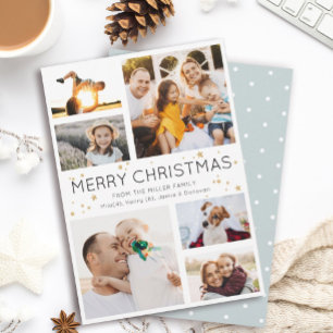 Simple Minimalist Multi Photo Collage Modern Holiday Card