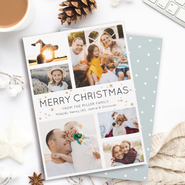 Simple Minimalist Multi Photo Collage Modern Holiday Card (Creator Uploaded)