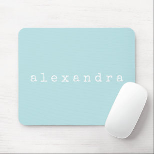 Simple Minimalist Name Design Aqua Pastel Custom Mouse Pad