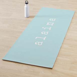 Simple Minimalist Name Design Aqua Pastel Custom Yoga Mat