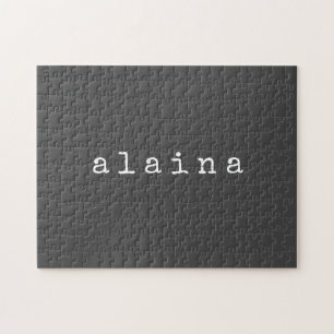 Simple Minimalist Name Design in Black Custom Jigsaw Puzzle