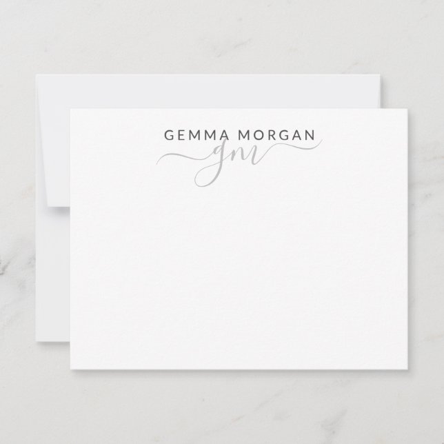 Simple Minimalist Name With Chic Script Initial Card (Front)