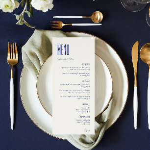 Simple Minimalist Navy Blue Modern Wedding Menu