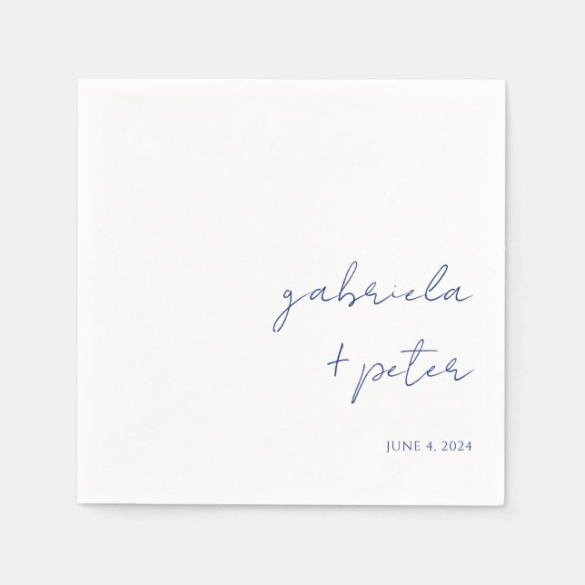 Simple Minimalist Navy Blue Modern Wedding Napkin (Front)
