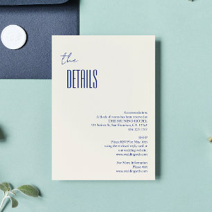 Simple Minimalist Navy Blue Wedding Details Enclosure Card
