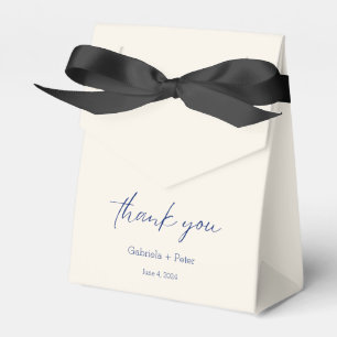 Simple Minimalist Navy Blue Wedding Thank You Favour Box