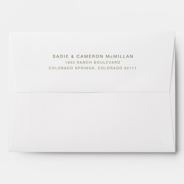 Simple Minimalist Olive Green Return Address Envelope (Back (Top Flap))
