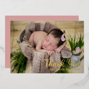 Simple Minimalist One Photo Baby Shower Thank You