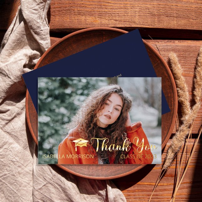 Simple Minimalist One Photo Graduation Thank You (Creator Uploaded)