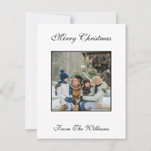 Simple Minimalist One Photo Merry Christmas Holiday Card