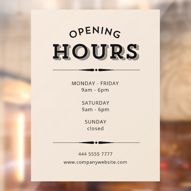 Simple Minimalist Opening Hours Black on Beige (Sheet 2)