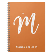 Simple Minimalist Orange Brown Monogram Name