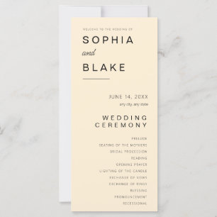 Simple Minimalist Papaya Whip Wedding Program