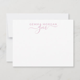 Simple Minimalist Pastel Pink Name Script Initial Card