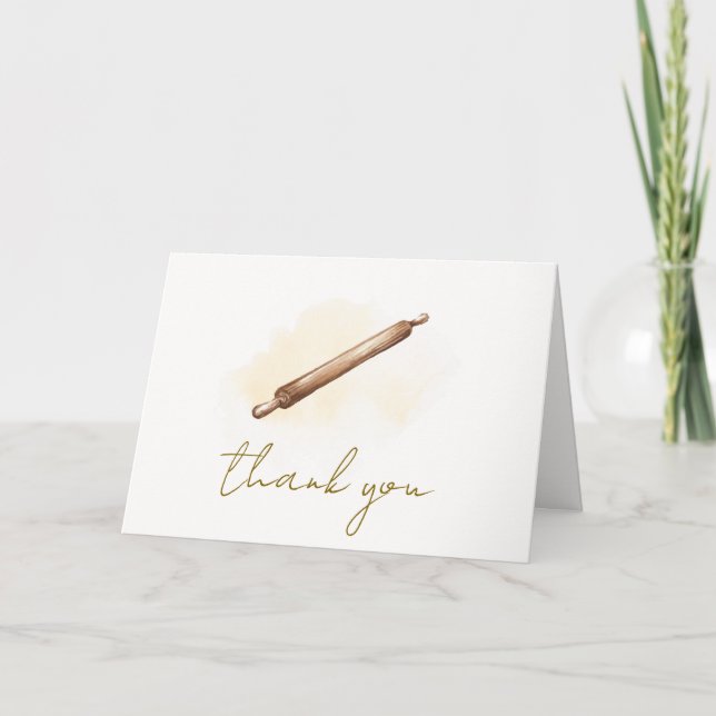 Simple Minimalist Pastry Chef Baby Shower  Thank You Card (Front)